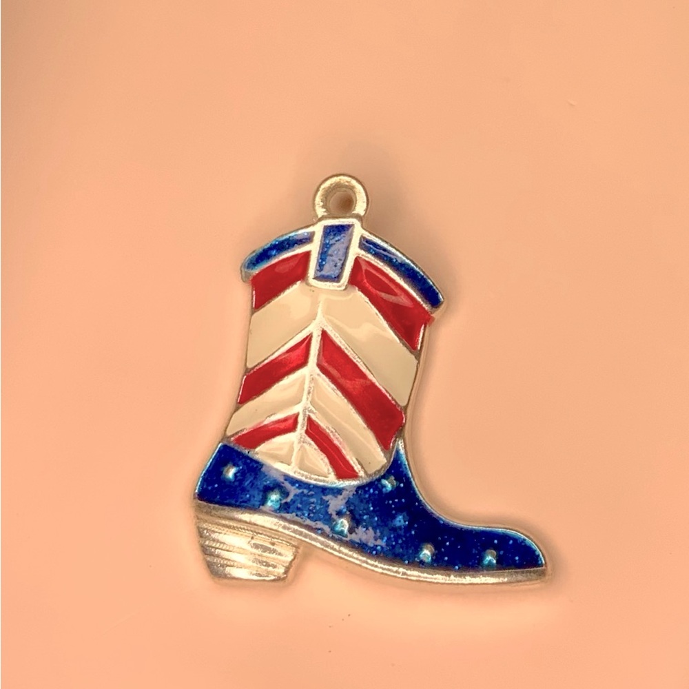 Patriotic Enamel Cowboy Boot Charm